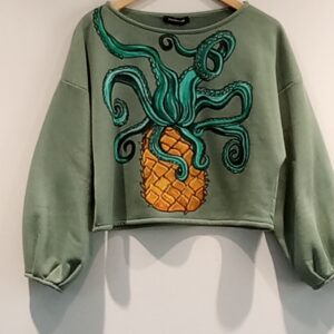 Top Long Sleeve Green Octopus